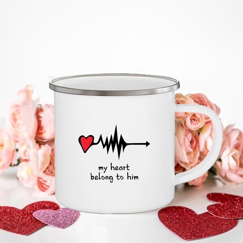 Frau/Herr Richtig Druck Paar Tassen Kreative Kaffeetasse Getränk Dessert Frühstück Milchbecher Emailletassen Henkel Trinkgeschirr Valentinstagsgeschenk