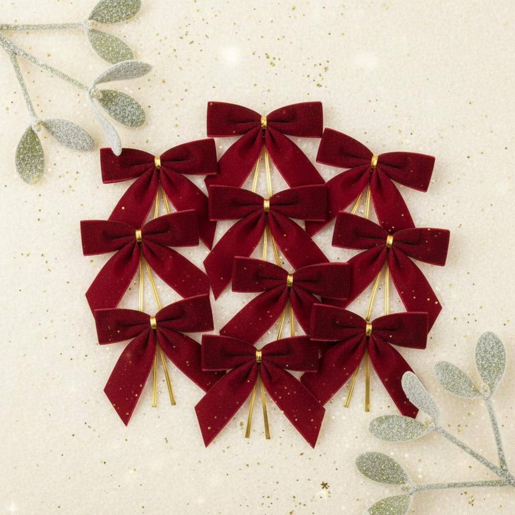 Velvet Bow Decoration Festive Bow Ornament Holiday Decor Easy to Hang Pre-Shaped