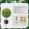 Artificial Topiaries Boxwood Trees, 24 inch Tall (2 Pieces), Ball-Shape Faux Topiaries Plant with Planters, Green Feaux Plant w/ Replaceable Leaves &