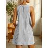 Women Striped Sleeveless Mini Dress U Neck Pocket Loose Casual Sundress