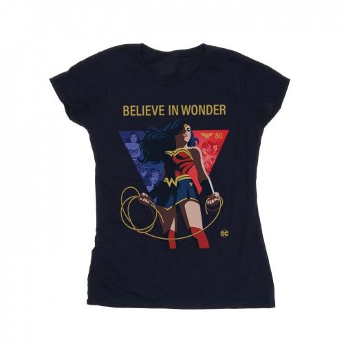 DC Comics Womens/Ladies Wonder Woman 80th Anniversary Believe In Wonder Pose Cotton T-Shirt
