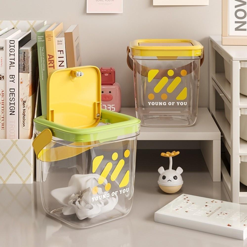Transparent Desktop Trash Can Thickened Waste Paper Storage Box  Countertop Storage
