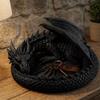 Dragon Guardian Jewelry Tray Coiled Dragon 3D Printed Figurine Holder for Study Desktop Decor Key Small Item Storage