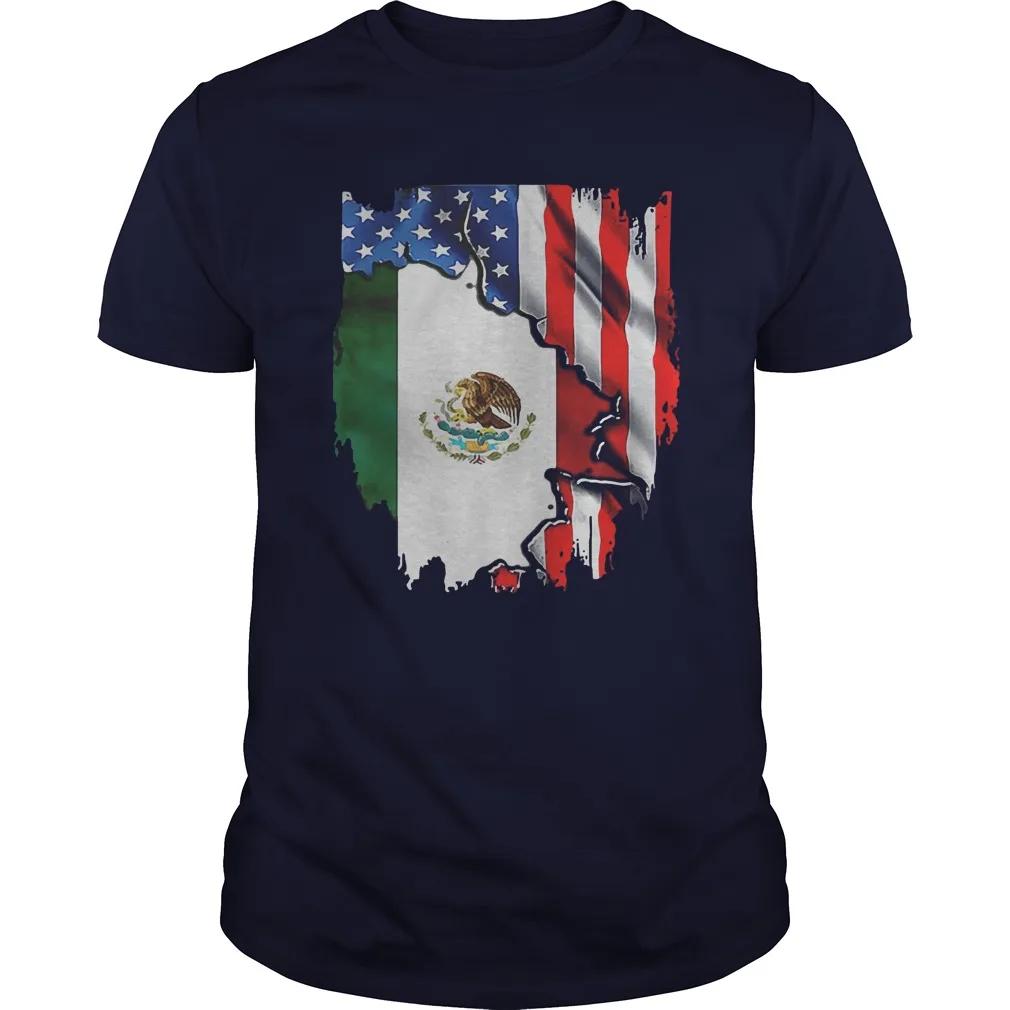 American Flag Inside Mexican Flag TShirt Short Sleeve Casual 100 Cotton ONeck Summer Mens Tshirt Size S3XL