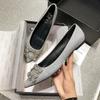 2025 Spring and Summer Flat-bottomed Rhinestone Square Buckle Pointed Single Shoes Women's Small Shallow Mouth Fashionable Versatile Women's Shoes