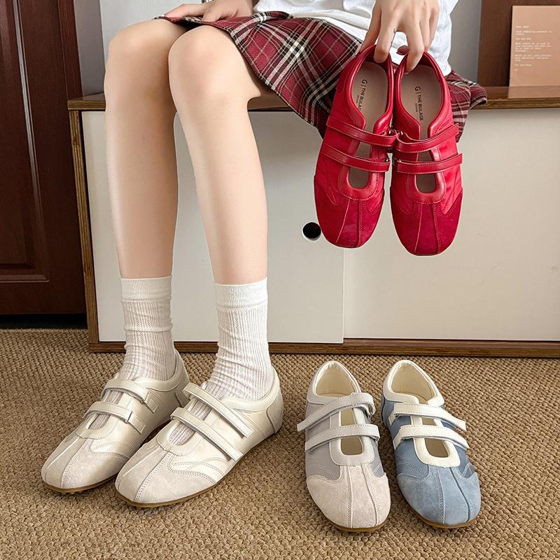 Fashion Aphixta Hook Loop Flat With Flats Shallow Elegant Women Flat Shoes Blue Suede Upper Loafers Mary Janes Shoes Casual Footwear