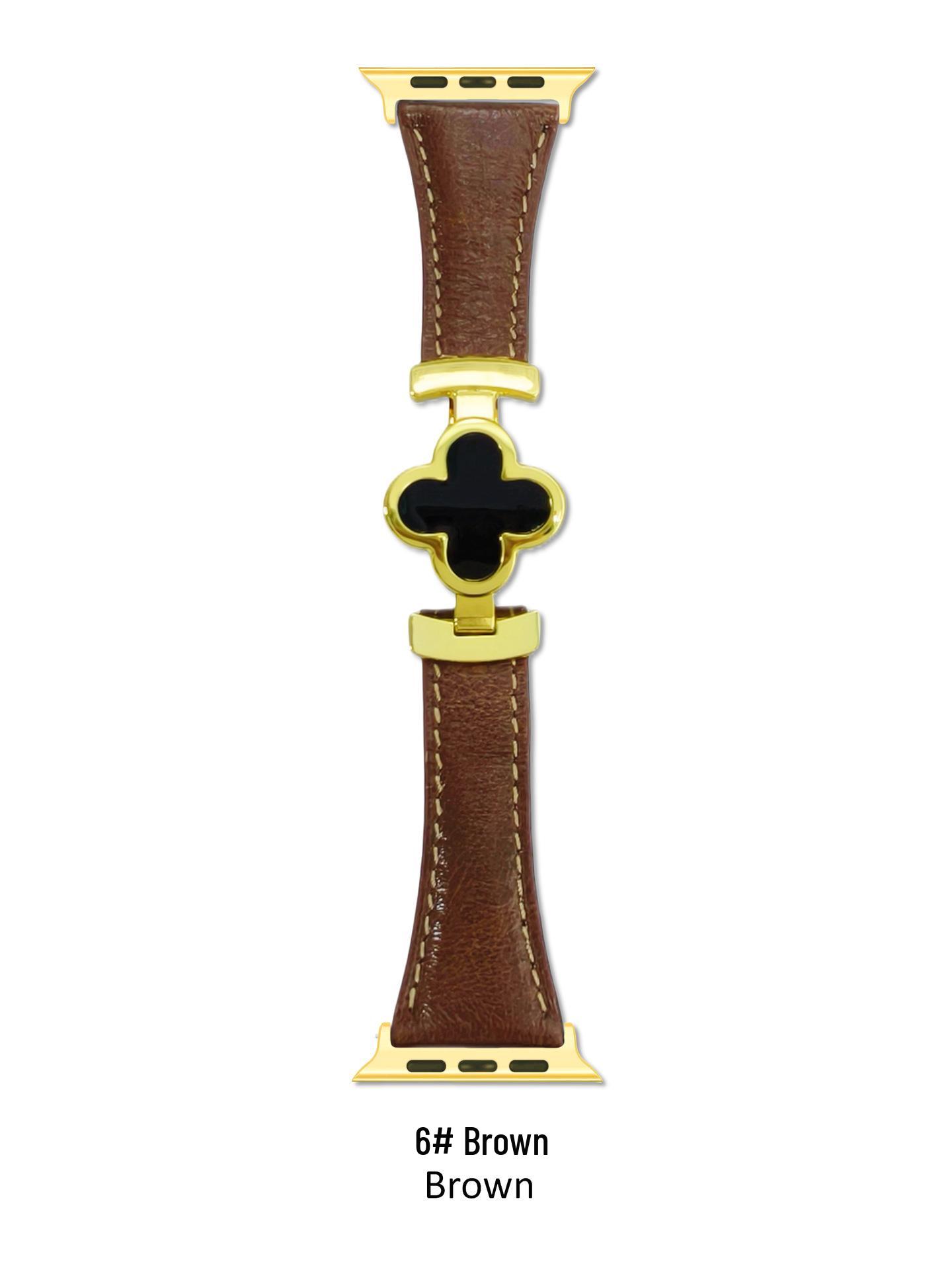 

Оригінальний шкіряний ремінець для Apple Watch Series 6-11 з магнітною застібкою та дизайном у вигляді чотирилистоника 42/44/45/46/49mm