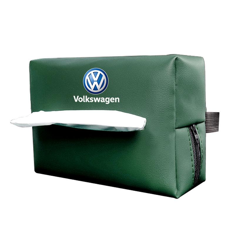 W151Car Tissue Box Car Interior Accessories For Volkswagen Golf Passat B6 Amarok T5 Tiguan Leather Tissue Storage Bag Kleenex Case