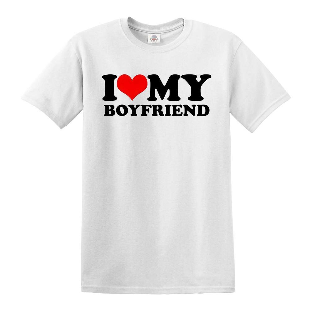 Funny I Love My Boyfriend Heart Gift Joke Novelty Unisexs TShirts Tee Top 2XL