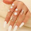 Elegant Pearl Ring Set for Women: Fashionable, Luxurious, Unique Design, 7 Adjustable Rings for Index Finger.