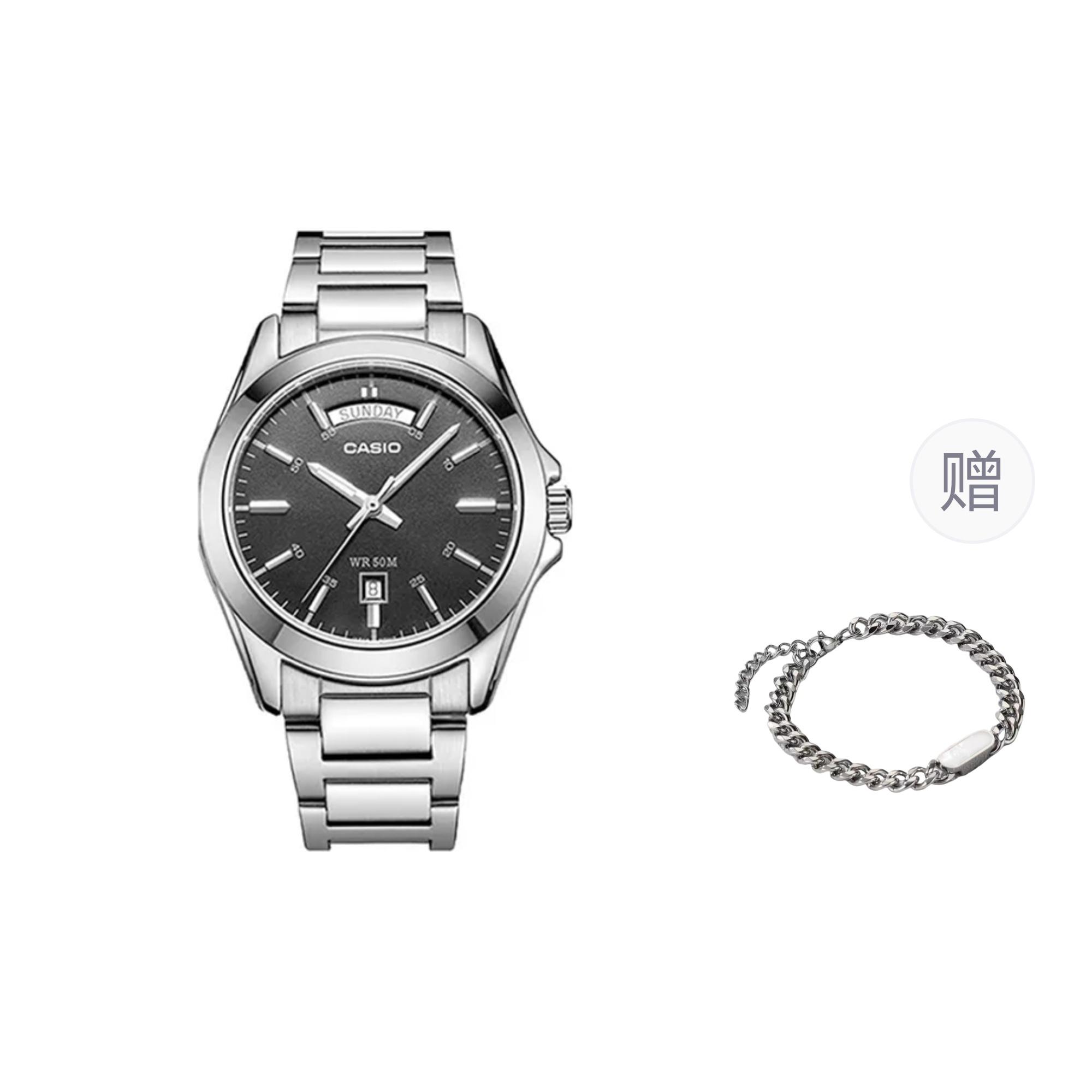 Мужские черные часы CASIO MTP-1370D-1A1- Black
