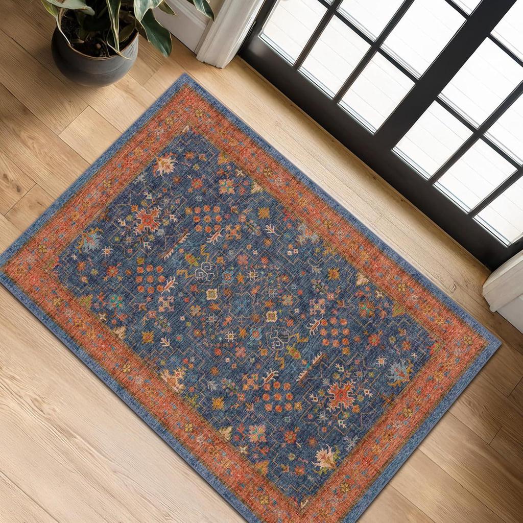 Retro Persian Crystal Velvet Non-Slip Hallway Door Mat - Dirt & Wear Resistant Floor Pad for Bathroom & Hotel.