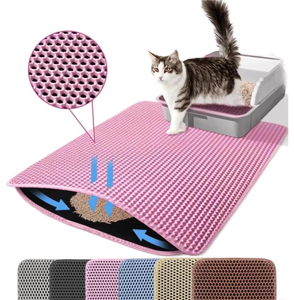 Tappetino per lettiera per gatti a doppio strato Antiscivolo per animali domestici Grande Tappetino filtrante per lettiera per animali domestici Resistente all'usura Impermeabile Antiscivolo Tappetino per lettiera per gatti