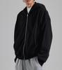 Button Seoul Round Pocket Minimalist Zip-Up Hoodie (Black)