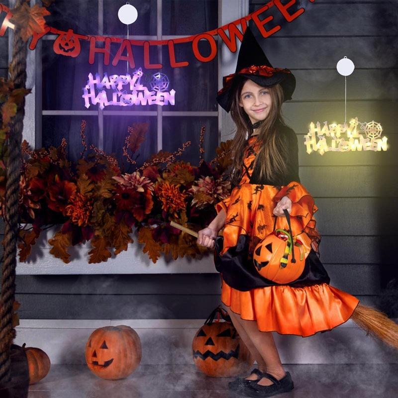 Halloween LED Neon Sign Lights Acrylic Window Lighting Decor Night Lights Lamp