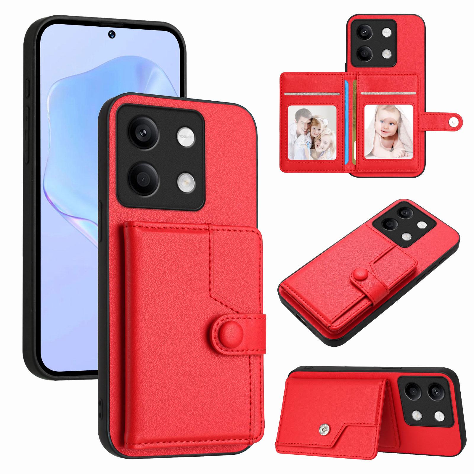 

For Xiaomi Redmi Note 13 5G Case RFID Blocking Card Holder Kickstand TPU + PU Leather Phone Back Cover C