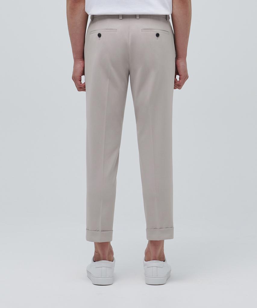 MUSINSA STANDARD Lightweight Tapered Turn-Up Hidden Banding Crop Slacks [Light Beige]