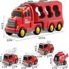 Police Truck Toys for Toddler 3 4 5 6 Years Old Boys   5 In 1 Friction Power Emergency Vehicle, Carrier Truck Toys for Kids 3 5, Red