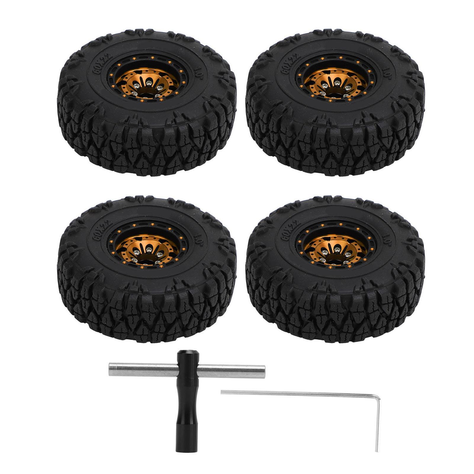 

4pcs 1.0in Small RC Wheels Tires Aluminium Alloy Compatible RC Climbing Car Wheels Tire for 118 золотий