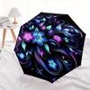 Floral Mandala Automatic Folding Umbrella  8 Ribs, Durable Iron Frame, Bright Color Pattern Compact Travel Umbrella, Suitable for Outdoor, B