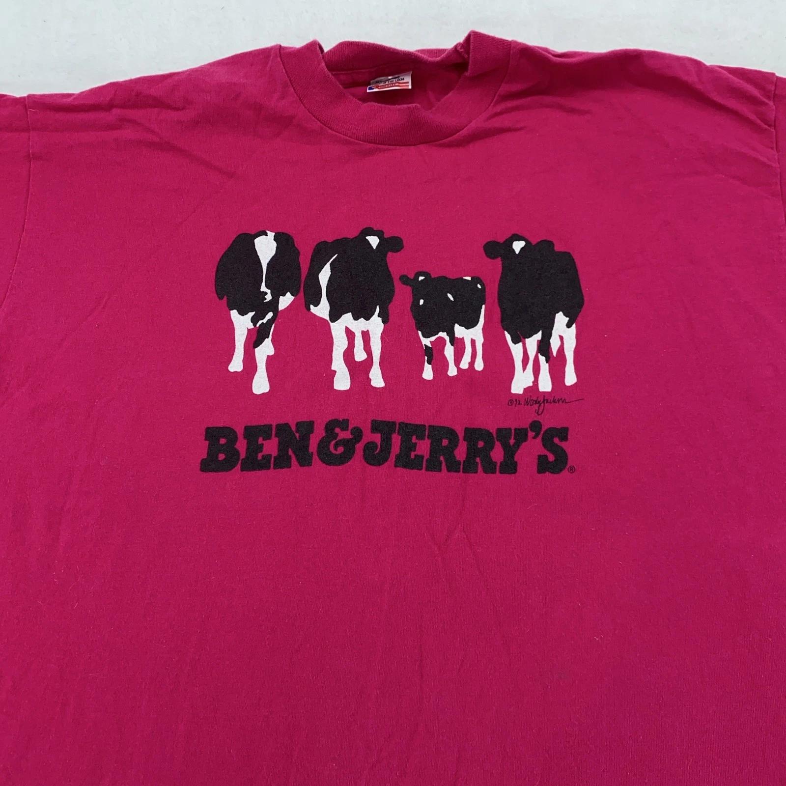 

Винтажная футболка Ben & Jerry s Мужская XL Розовая Лучшие Коровы Вермонта Мороженое 90-е США 3XL