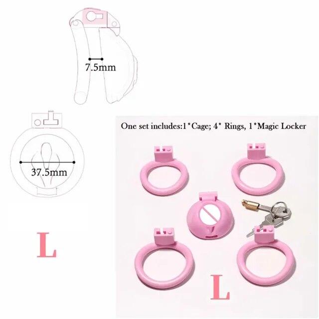 Nová růžová klec cudnosti pro muže Sissy Bondage Zařízení pro cudnost Penis Cage Abstinence Lock Ring Penis BDSM Gay SexToys pro dospělé