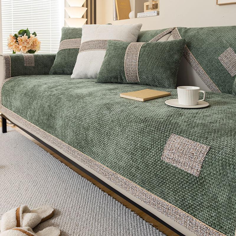 Neues einfarbiges Chenille-Sofa-Kissen, universell für alle Jahreszeiten, modern, schlicht, rutschfestes Sitzkissen