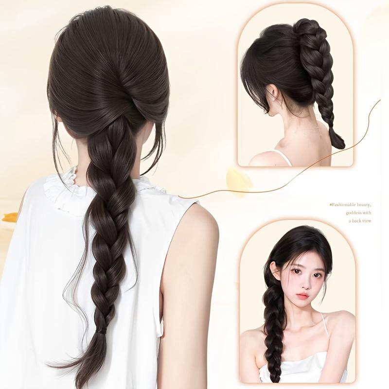 Synthetic Wig Braid Female Catch Clip Ponytail Lazy Temperament Braided Hair Long Braid Low Braided Fake Ponytail