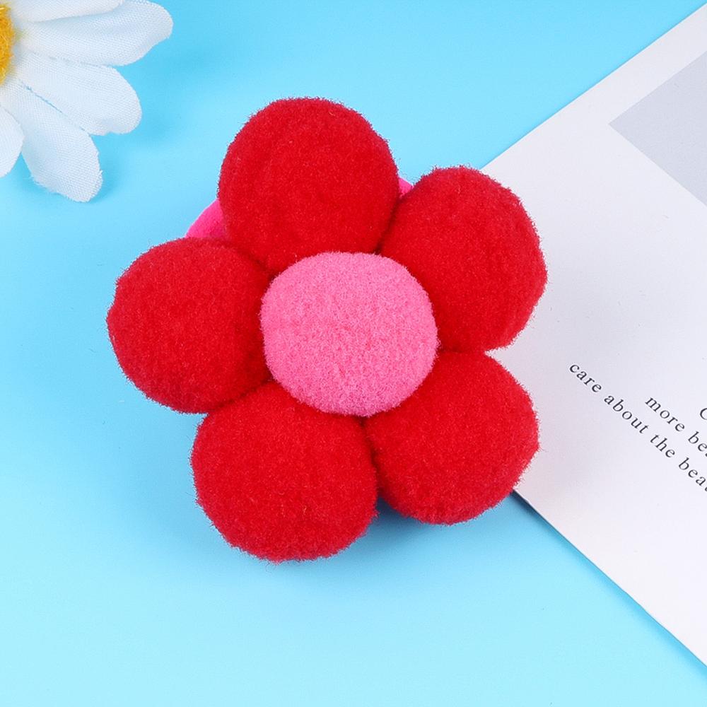 2pcs New Fur Flower Elastic Girl Womens Ponytail Holders Plush Ball Hair Ring Elastic Hair Rope Hair Tie Accessories Pompom