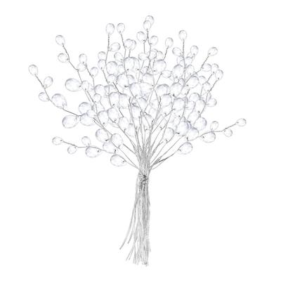 NUOLUX 25pcs Beaded Flowers, Hydrangea Bouquet Filler, Peony, Wisteria, DIY Flower Stems, Lifelike Flower Picks, Artificial Miniature Flowers, White