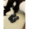 French Buckle with Toe Slippers One-word with Cover Retro Outer Wear Summer New Chic Muffin Thick Bottom Finger Sandals Tide