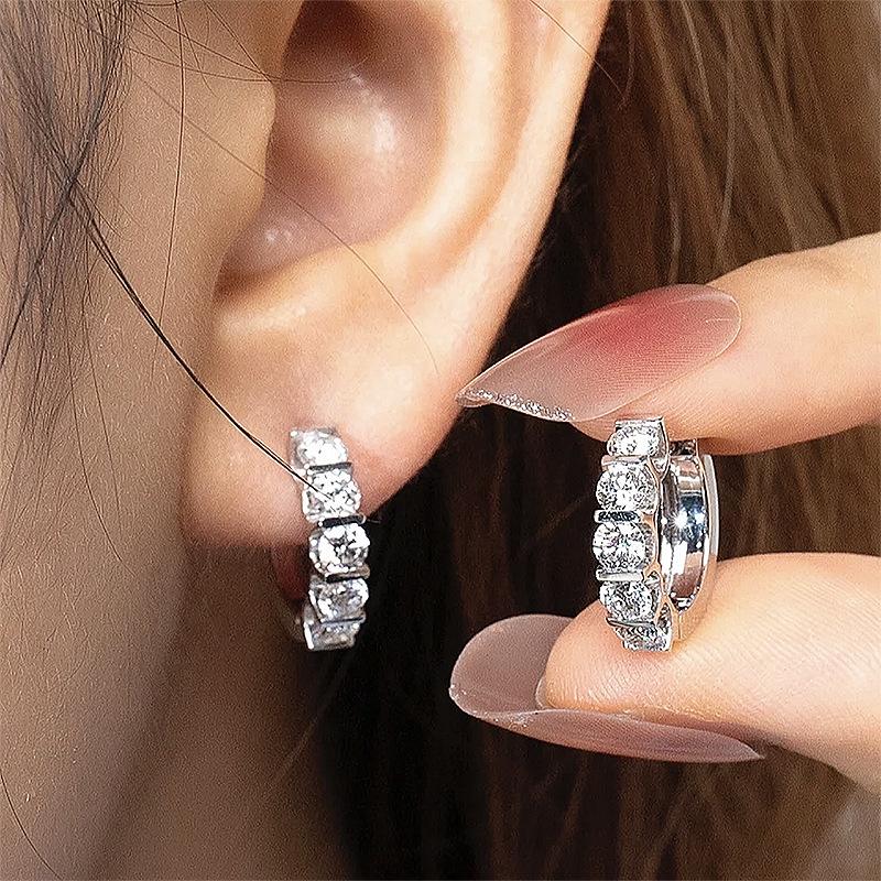Simple Moissanite Diamond Hoop Earring 100% Real 925 Silver Party Wedding Earrings for Women Engagement Jewelry Gift