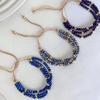 3 Layers AB Blue Gold Color Beaded Handmade Adjustable Bracelet For Women Vintage Design String Weaving Knots Bracelet Jewelry