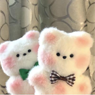 Couple Bear Rabbit Squeaking Plush Doll Pendant Cute Blush Rabbit Bag Keychain Pendant