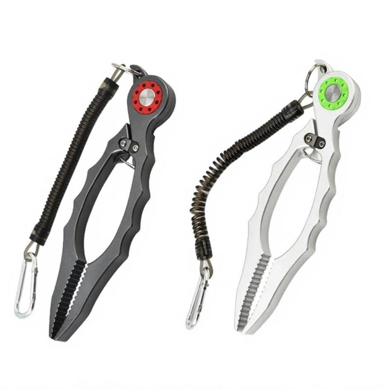 Fishing Pliers with Coiled Strap Portable Fish Mouth Grabber Fish Grippers Replacement Clamps Fish Holder Grippers Tool