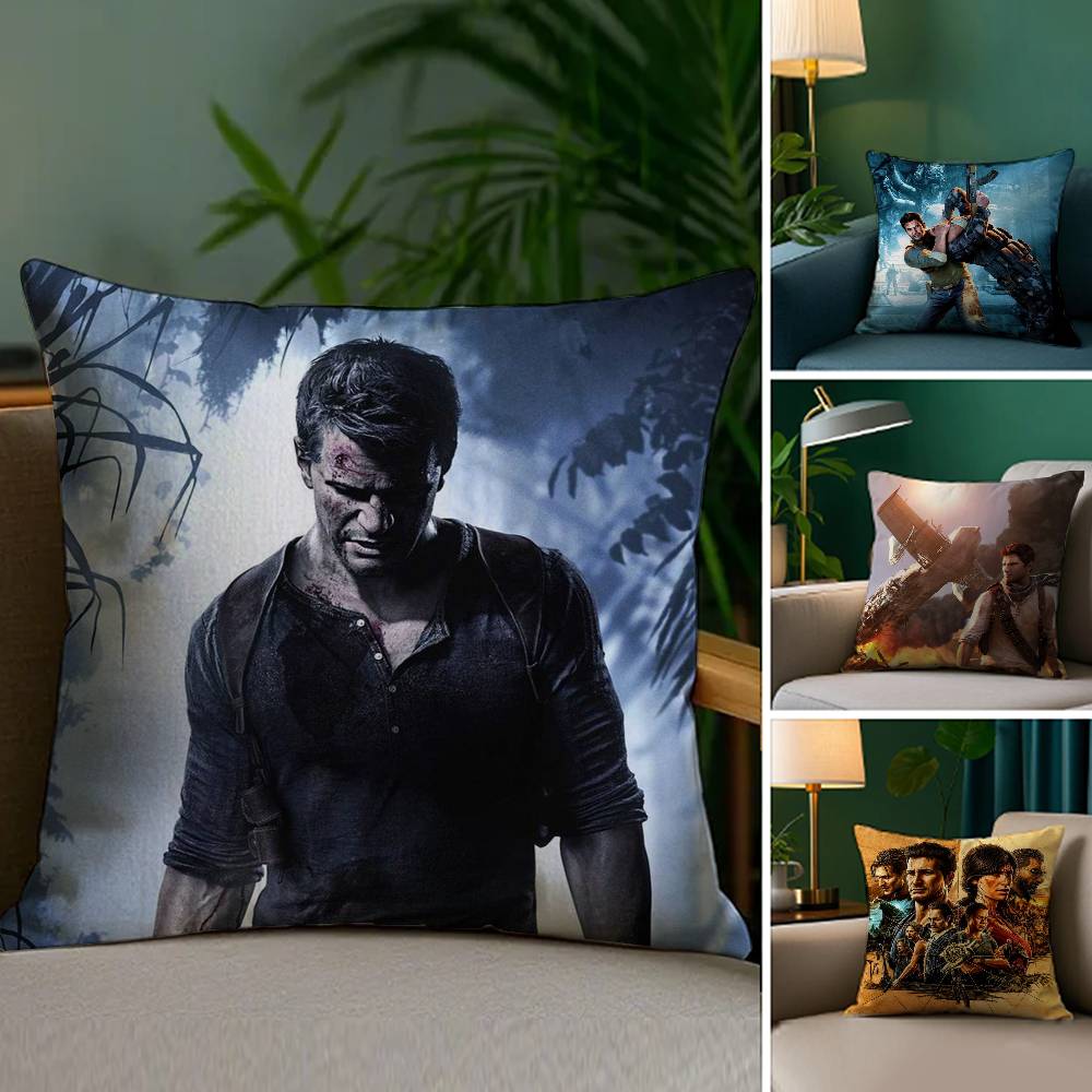 U-Uncharted V-Video Pillow Case Sofa Living Room Bedroom Double-sided Printing Square Cushion Nap Time Cushion Cover