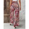 VEZFAA Women's Fashion Casual Flower Pattern Print High Waist Trousers Pants & Capris