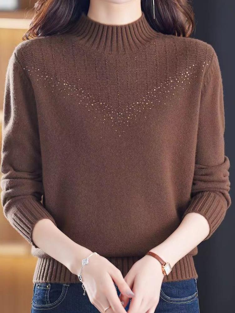 Autumn and Winter New Bottoming Shirt Plus Size Women's Knitted Sweater Thick Autumn and Winter Sweater