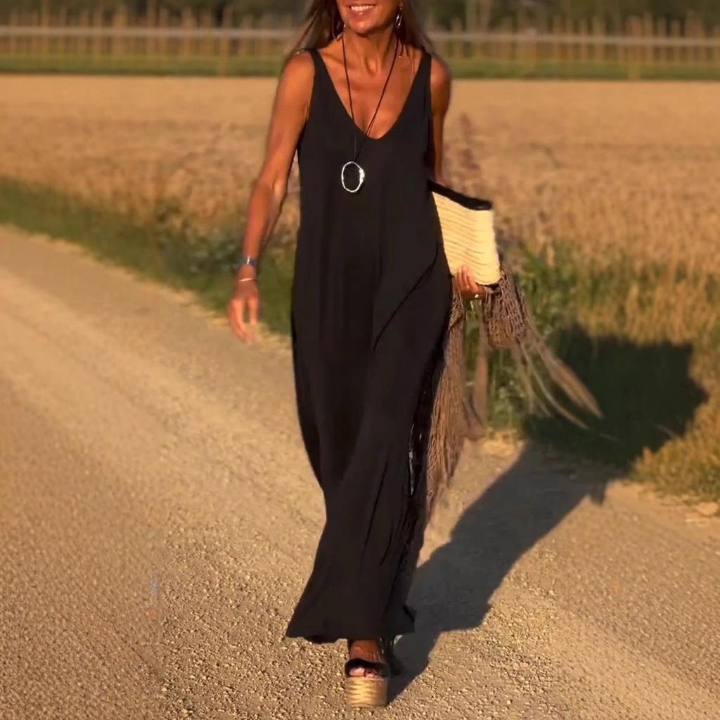 2025 Summer Women's Trendy V-Neck Spaghetti Strap Dress