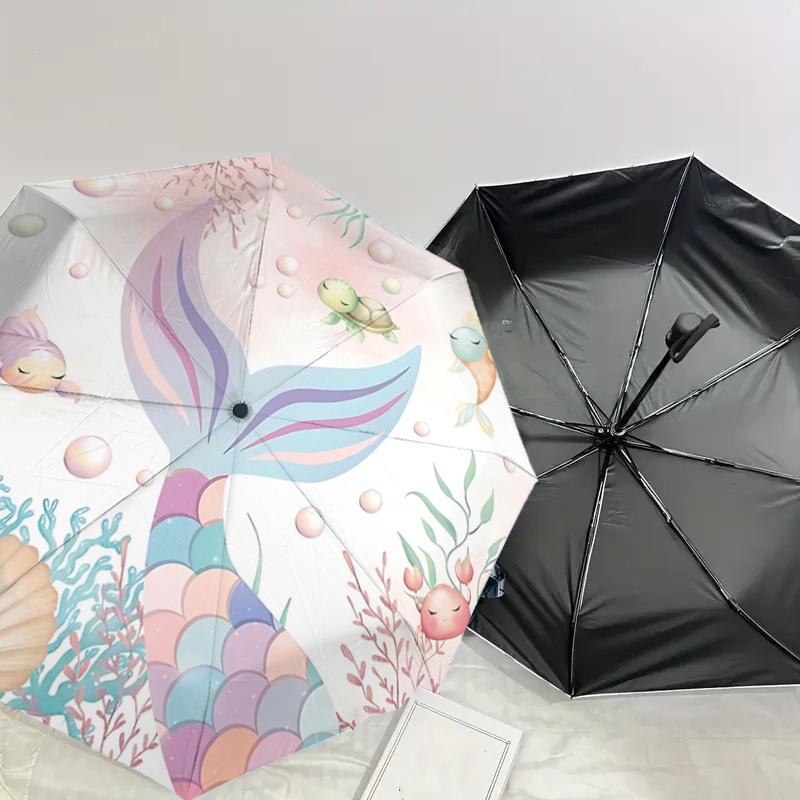 Automatisch auf- und zuklappbarer Regenschirm mit Meerjungfrauenflossen-Design, faltbar, für Reisende, täglichen Gebrauch, Geschenk, für alle Anlässe geeignet1121116a