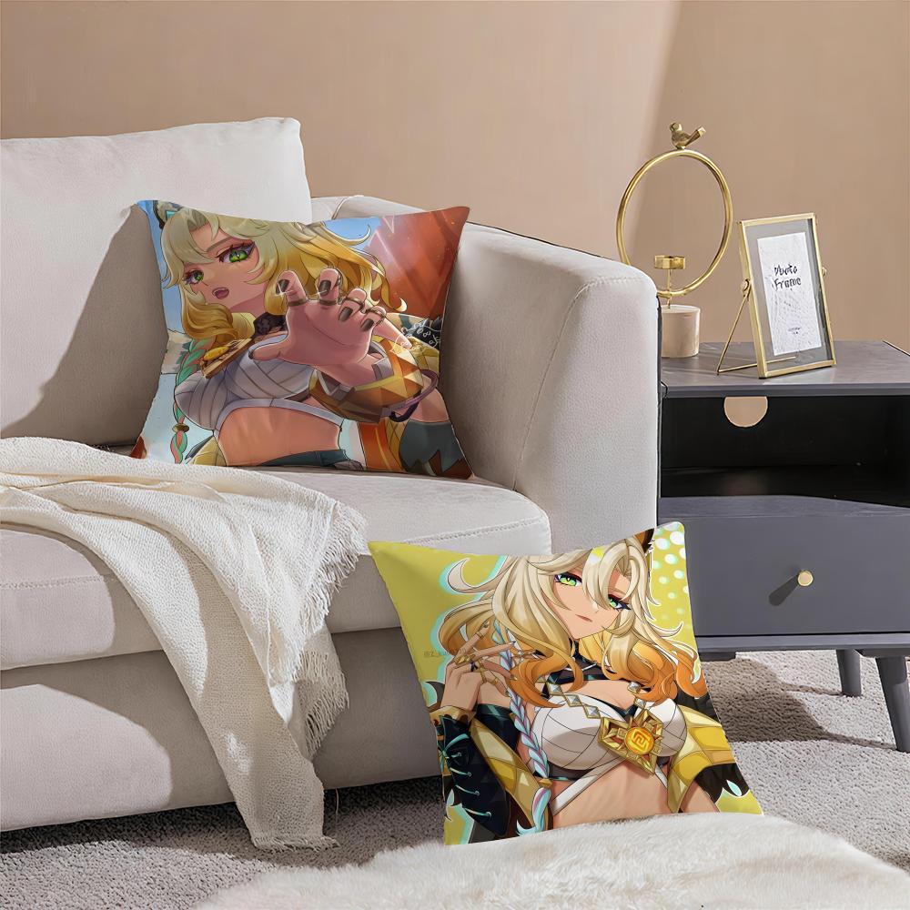Game Genshin Xilonen Cushion Cover Pillowcase Short Plush Invisible zipper Room Sofa Cushion Cover