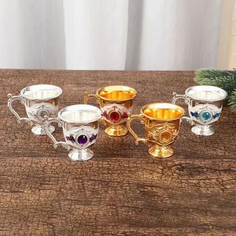 Fashion Creative Home Metal White Wine Cup Alloy Pattern Gems Decorated Classical Wine