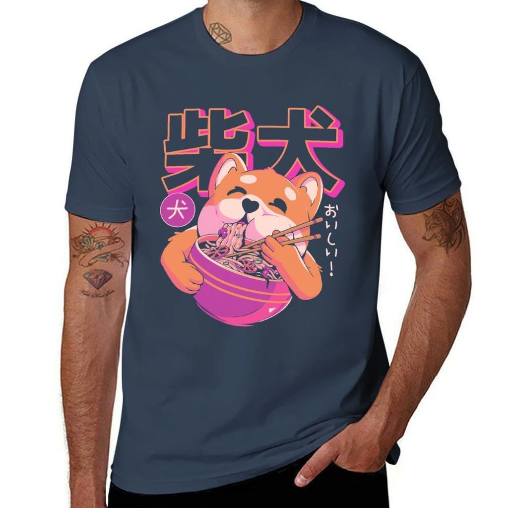 Shiba Noodles Tshirt Classic Crew Neck Cotton Tshirt