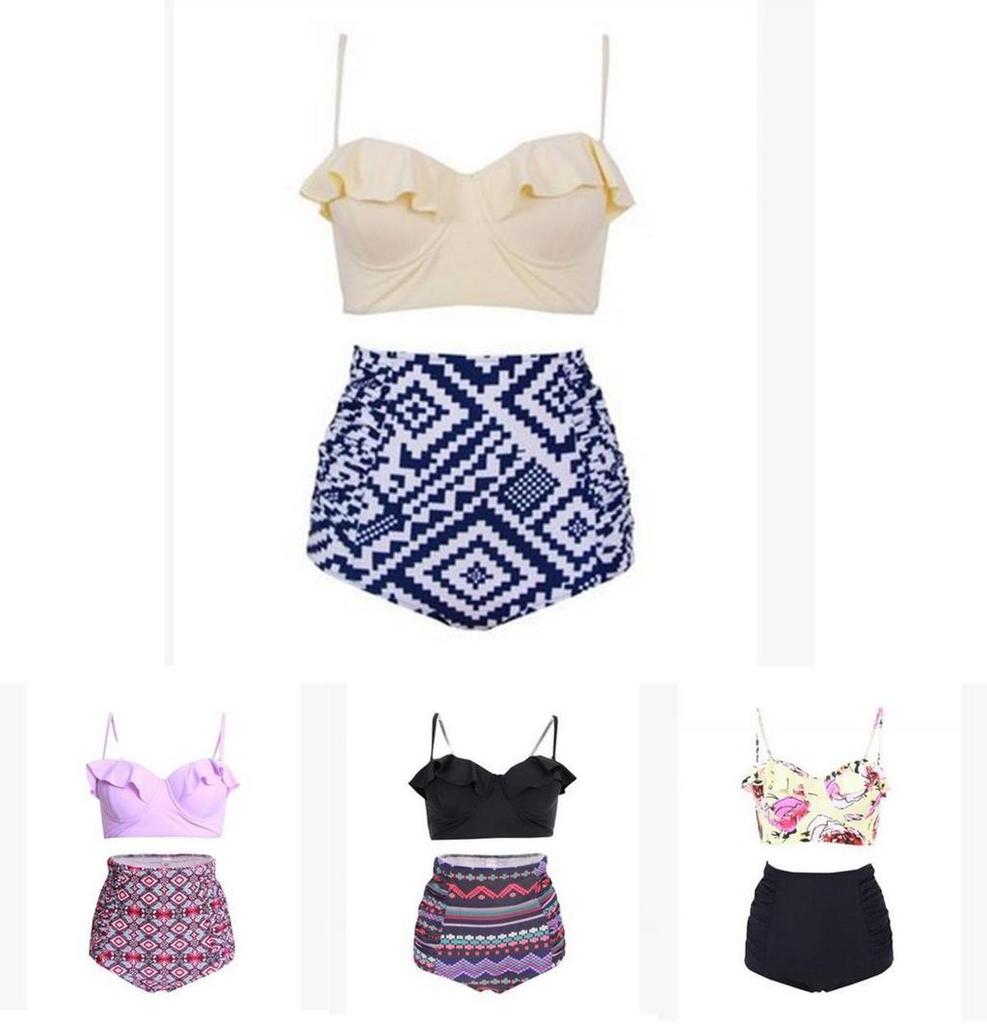 Women Personality Fashion Ruffles Plaid Floral Zebra Bikini Set Swimsuit For Trendsetters