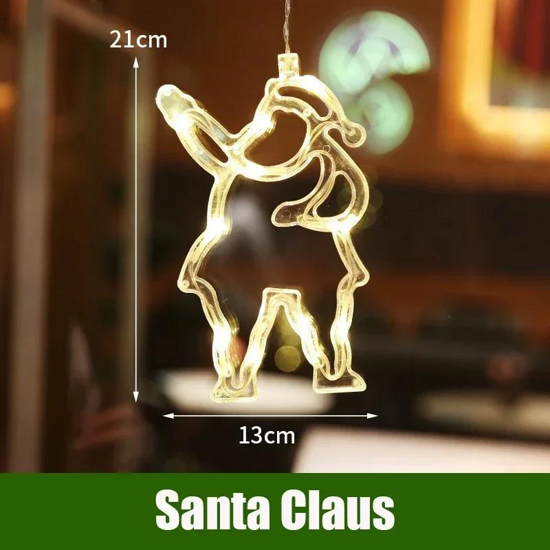 LED Christmas Lights String Decorative Lights Santa Claus Display Window Suction Cup Lights Christmas Tree Colored Lights