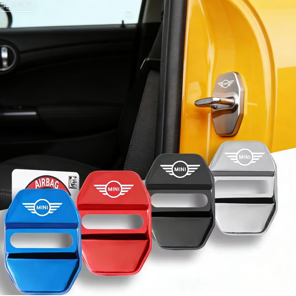 4Pcs For Mini Cooper Works One JCW R56 R53 F54 F55 F56 F57 F60 Coupe Metal Car Door Lock cover Protective Buckle Cover Sticker