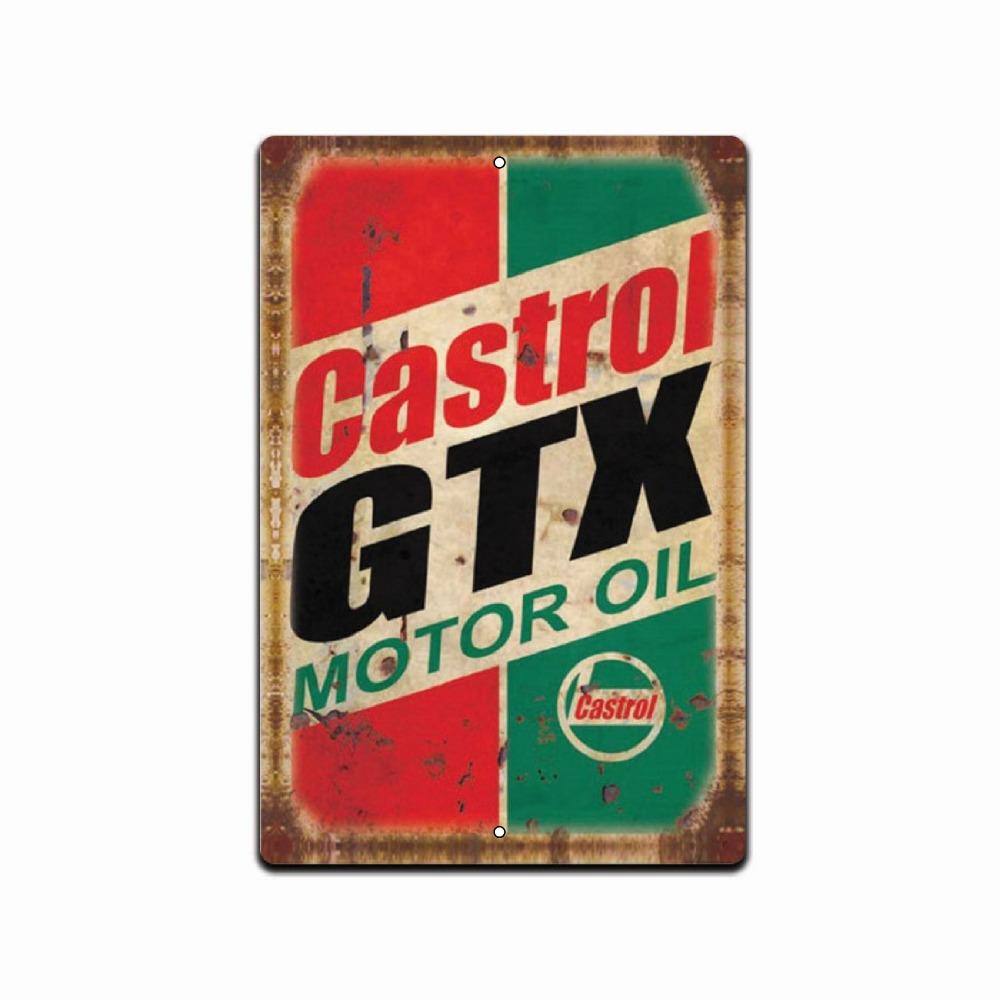

Castrol GTX Vintage Looking Gas Oil Station Garage Shop Retro Rustic Tin Sign