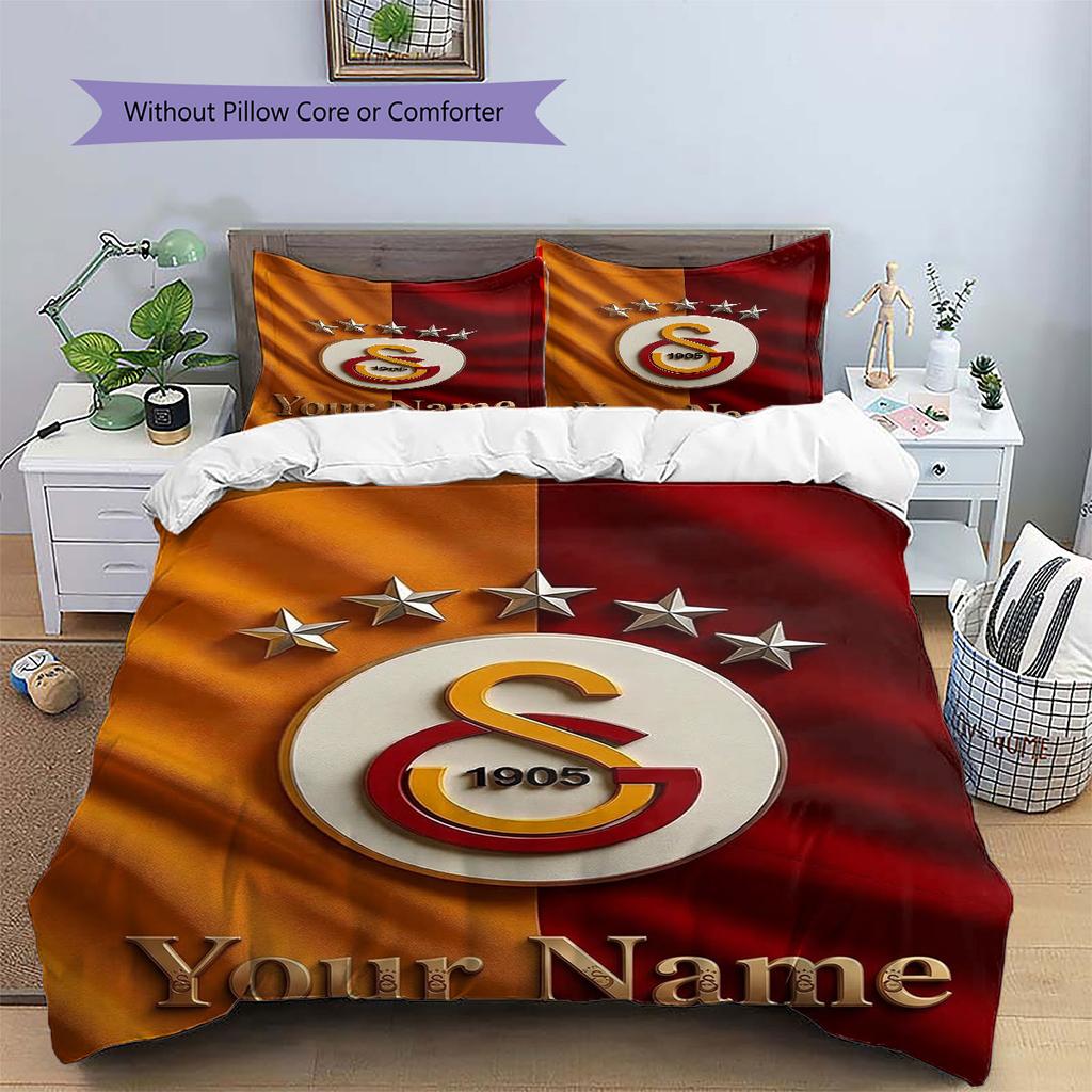 Galatasaray S Custom Name Pattern Bedding,Quilt Set Quilt Cover Pillowcase Home Birthday Gift(1 * duvet cover + 2 * pillowcase, without core)