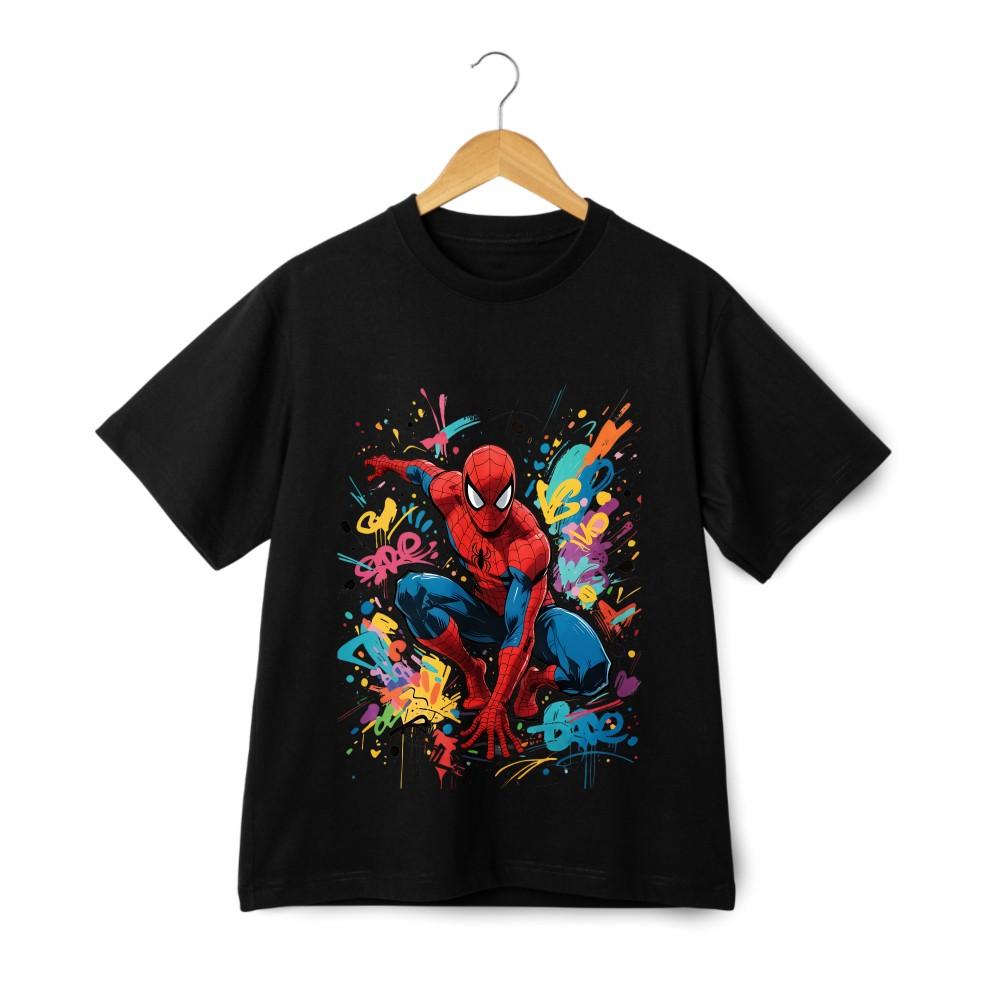 Spider-Man Graffiti Style Short-Sleeve T-Shirt - Trendy Unisex Marvel Merch Top