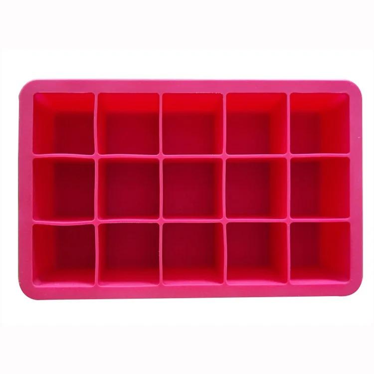 

15 Grid Ice Cube Mold Silicone Big Square Ice Cube Tray Mold Ice Cube Maker Durable for Whiskey Cocktail Coffee Accessories червоний